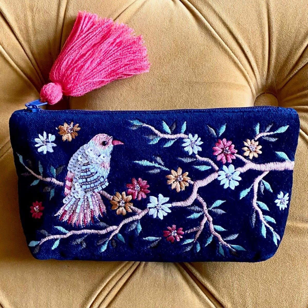 Dark Blue with Green/White/Natural Detailing and Bird Rectangle