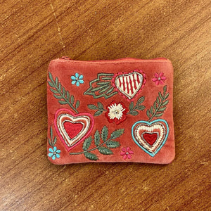 Pink with Hearts & Flowers Detailing Coin Purse