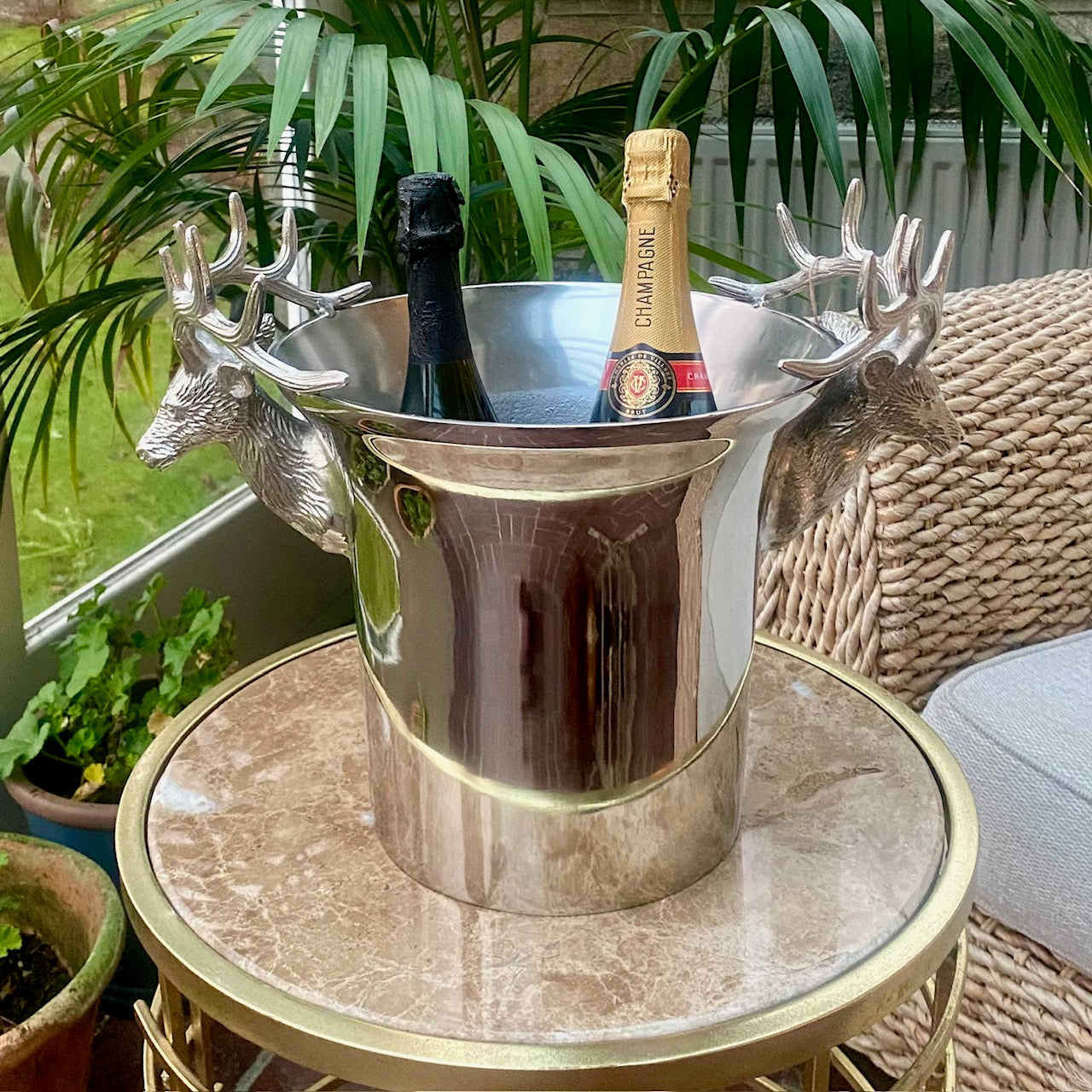 The Two Bottle Stag Heads Ice Bucket