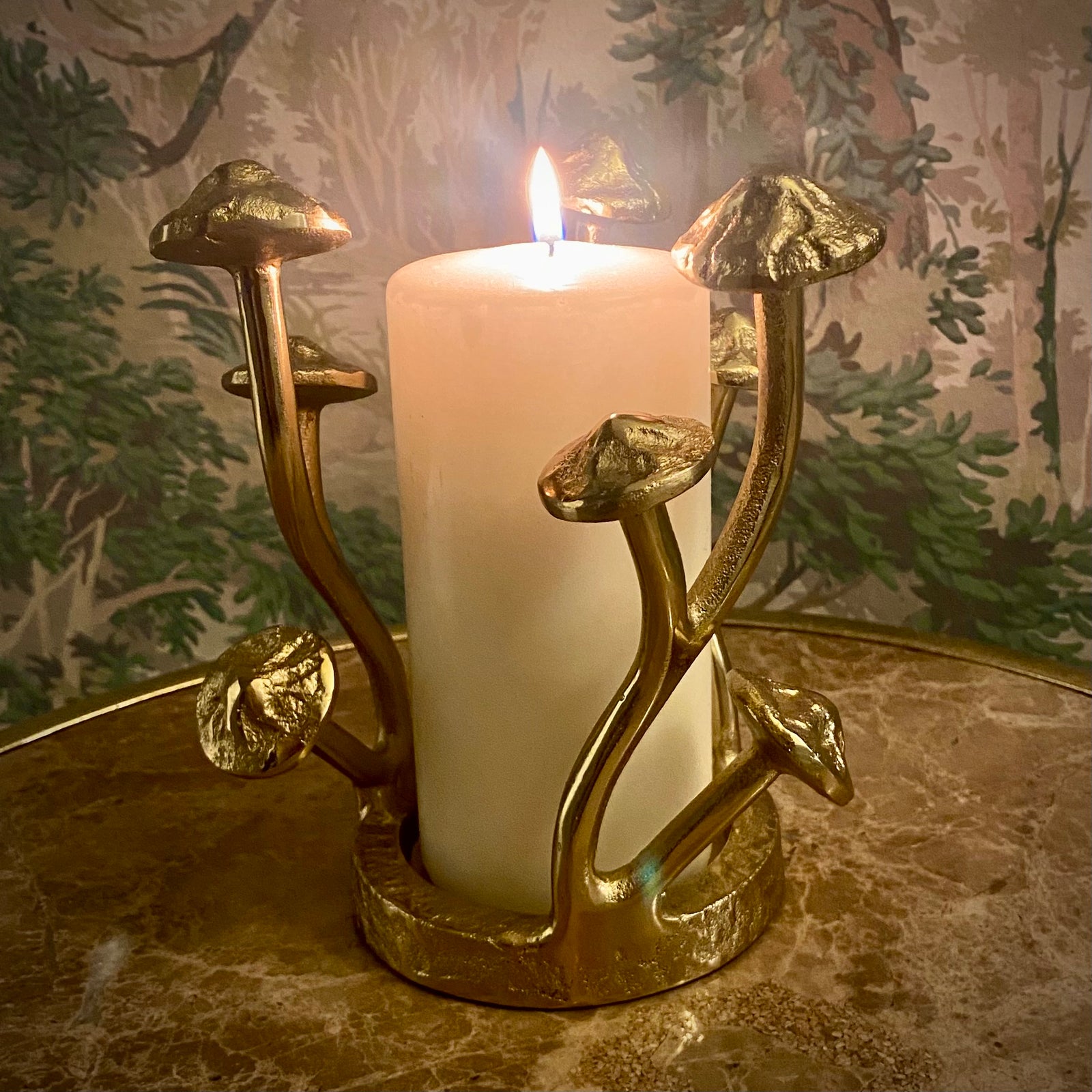 The Gold Mushrooms Pillar Candle Holder