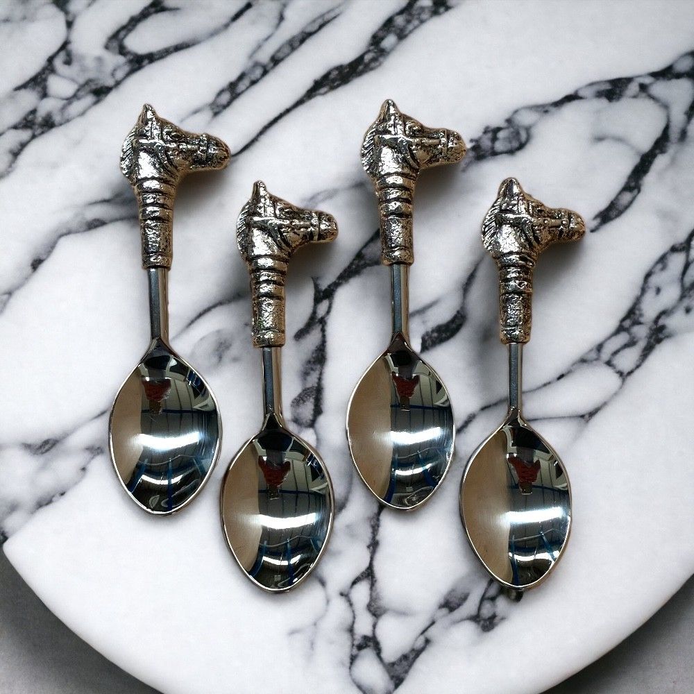 Set of 4 Metal Horse Teaspoons