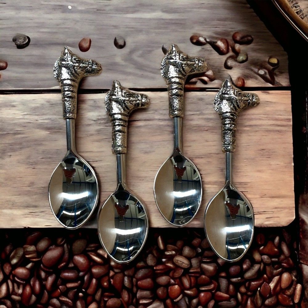 Set of 4 Metal Horse Teaspoons