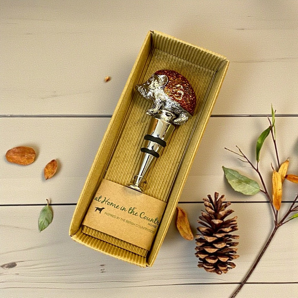 Hedgehog Brown Enamel Bottle Stopper