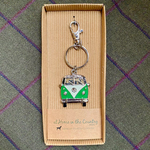 Enamel Green Camper Van Keyring