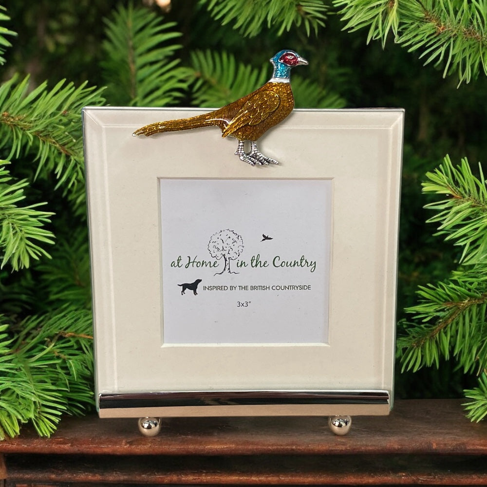 Pheasant Enamelled Square Photo Frame