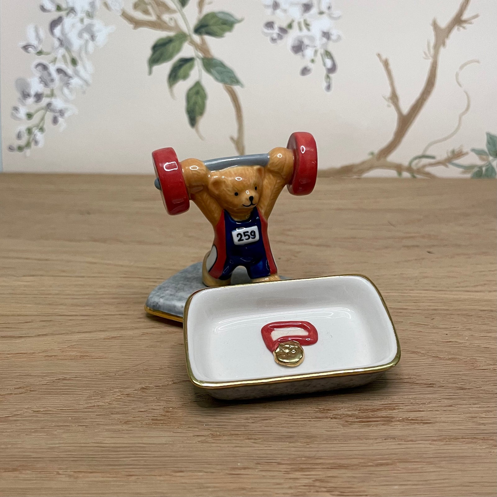 Strong Teddy Bear Porcelain Trinket Box