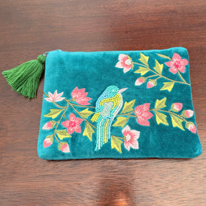 NEW Blue Bird on Teal Bag with Tassel
