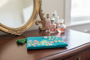NEW Blue Bird on Teal Bag with Tassel