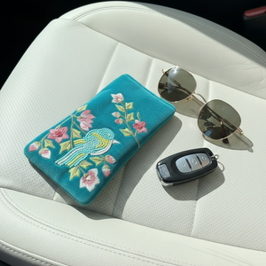 NEW Blue Bird on Teal Glasses Pouch