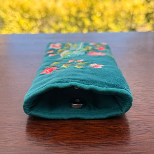 NEW Blue Bird on Teal Glasses Pouch