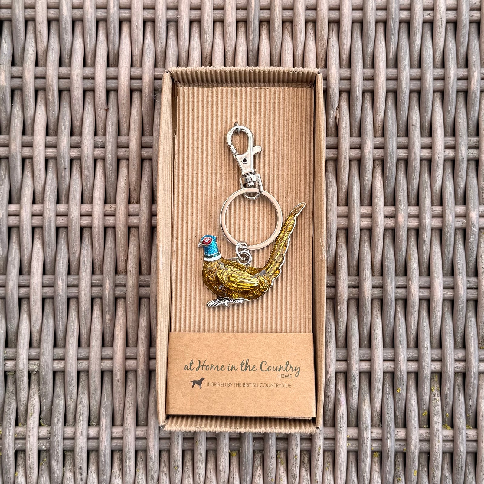 NEW Rich Golden Enamel Pheasant Key Ring