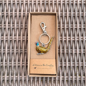 NEW Rich Golden Enamel Pheasant Key Ring