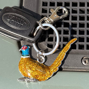 NEW Rich Golden Enamel Pheasant Key Ring