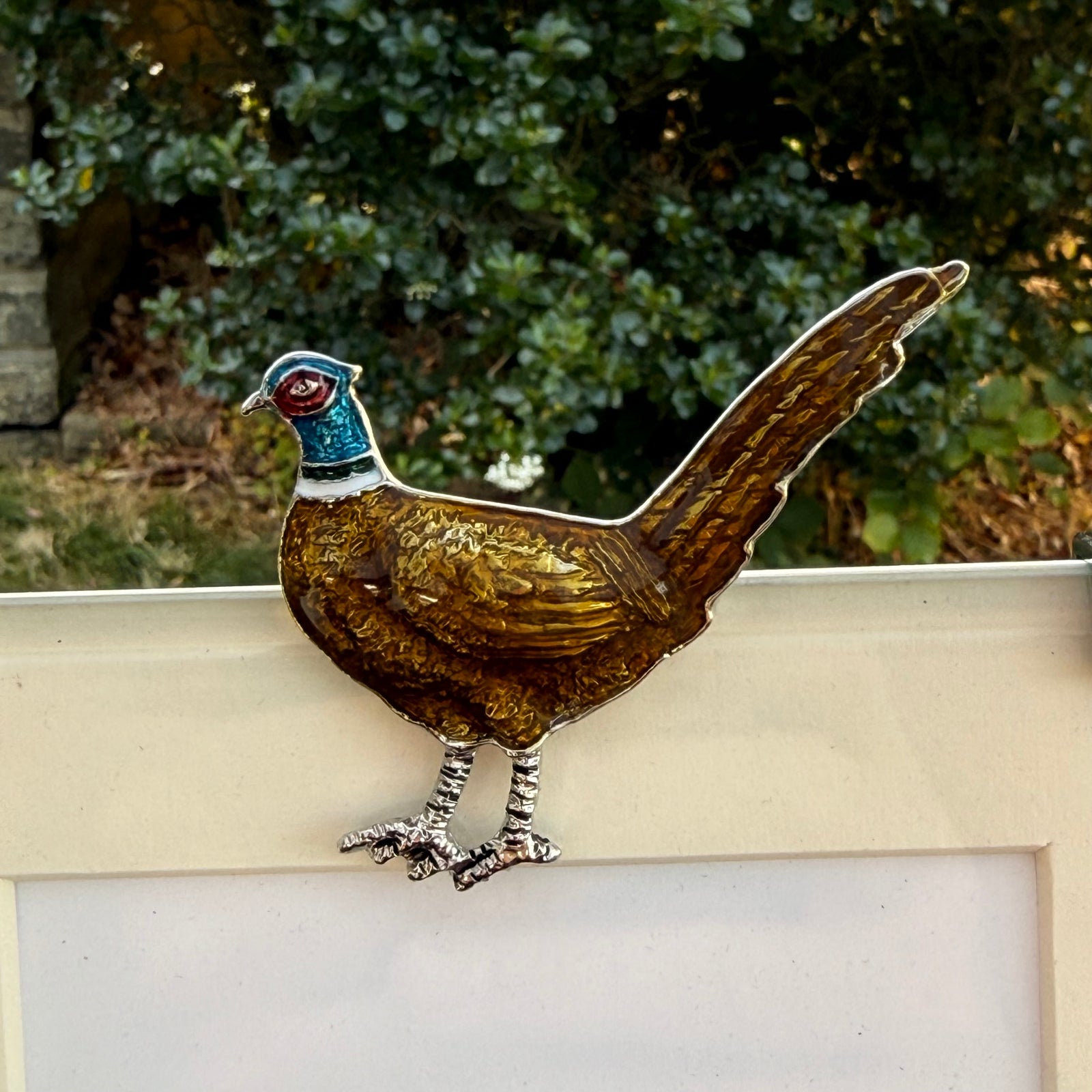 NEW Rich Gold Enamel Pheasant Rectangle Frame