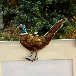 NEW Rich Gold Enamel Pheasant Rectangle Frame
