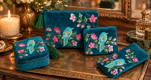 NEW Blue Bird on Teal Bag with Tassel