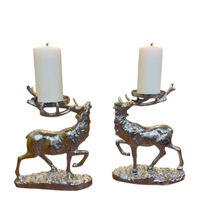 A pair of of "Maximus" The Stag Pillar Candle Holders