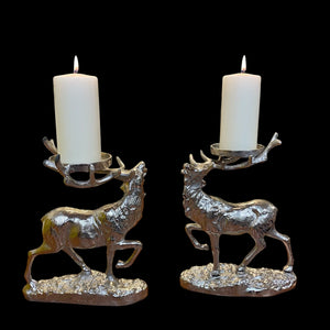 A pair of of "Maximus" The Stag Pillar Candle Holders