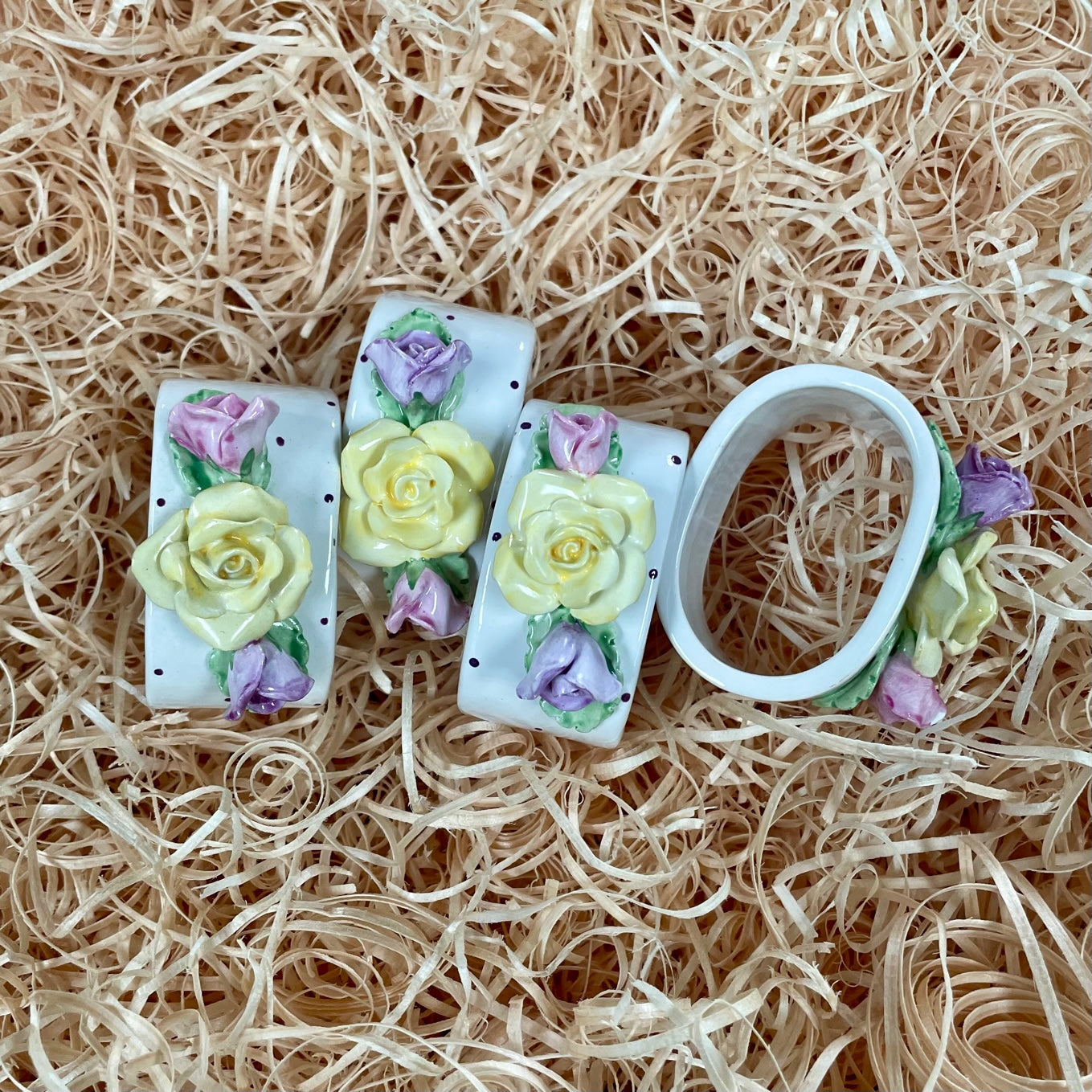 2nd set of Floral napkin rings set of 4