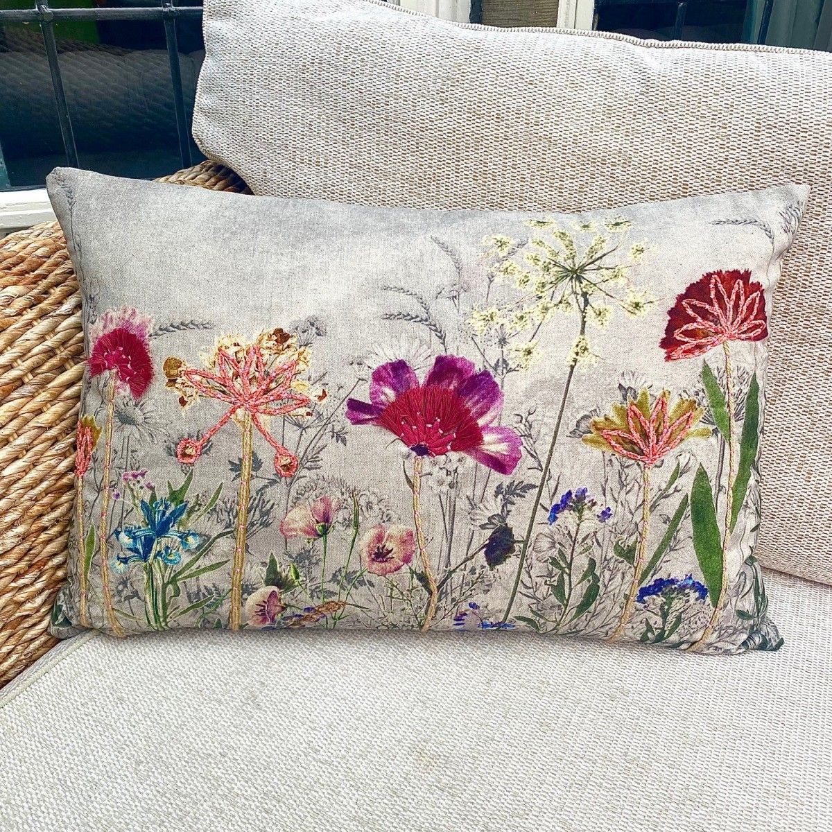 Rectangle Country Garden Flowers Red