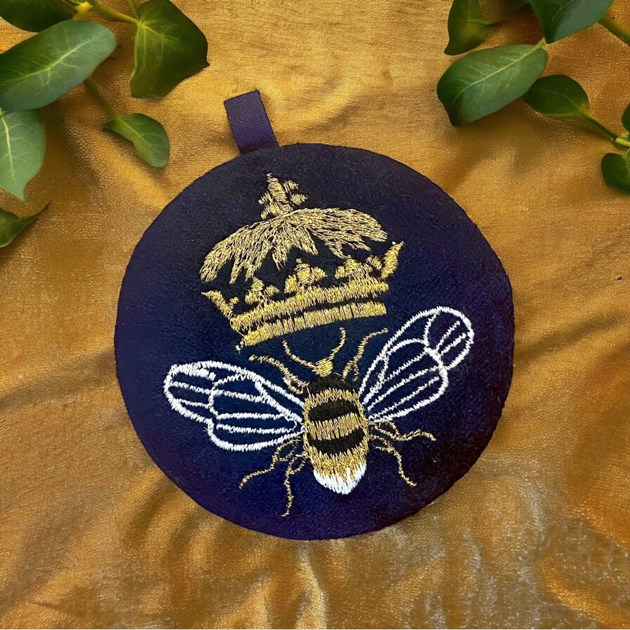 Bee Cotton Velvet Mirror on Royal Blue