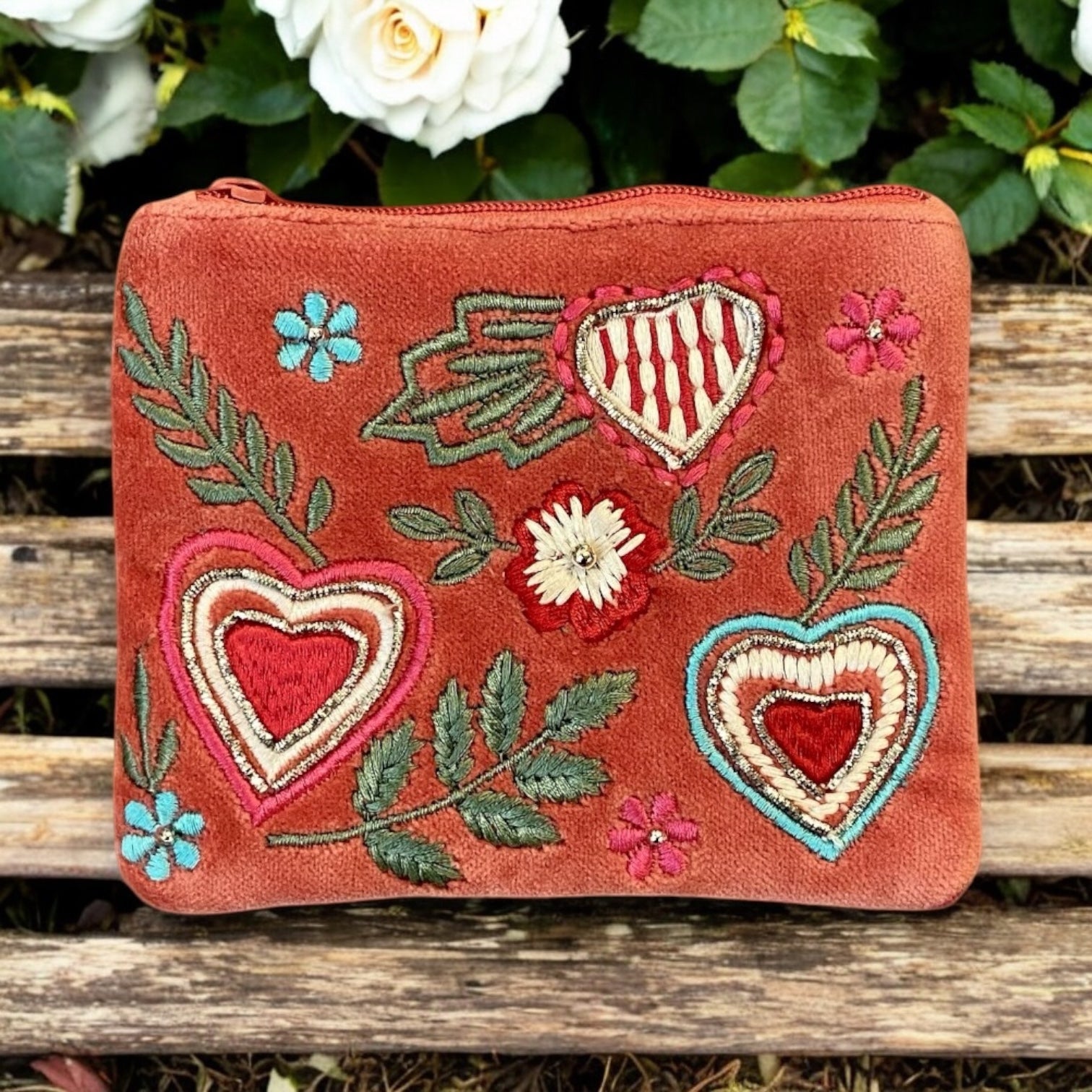 Pink with Hearts & Flowers Detailing Coin Purse