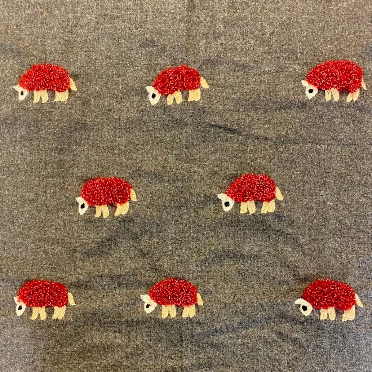 Burgundy Mohair Sheep on Charcoal Scarf