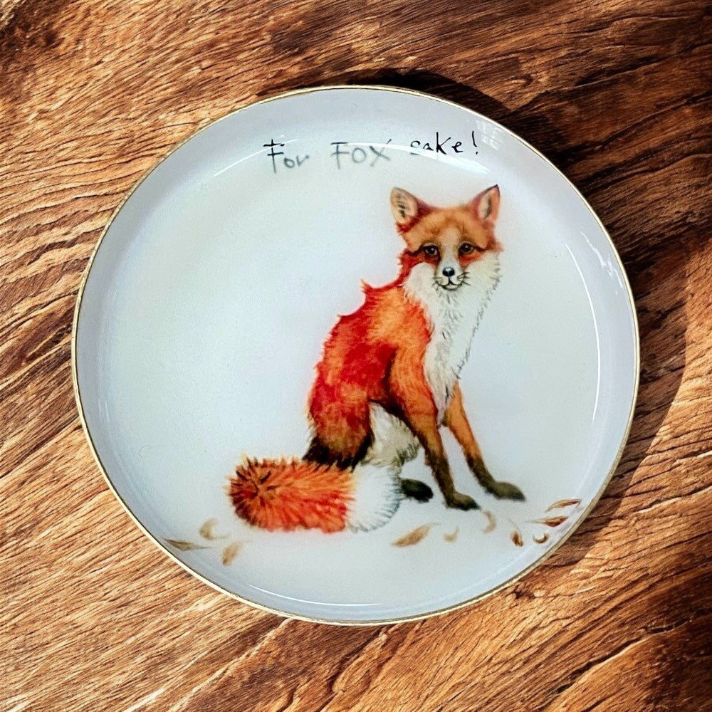 For Fox Sake Round Rustic Metal Dish