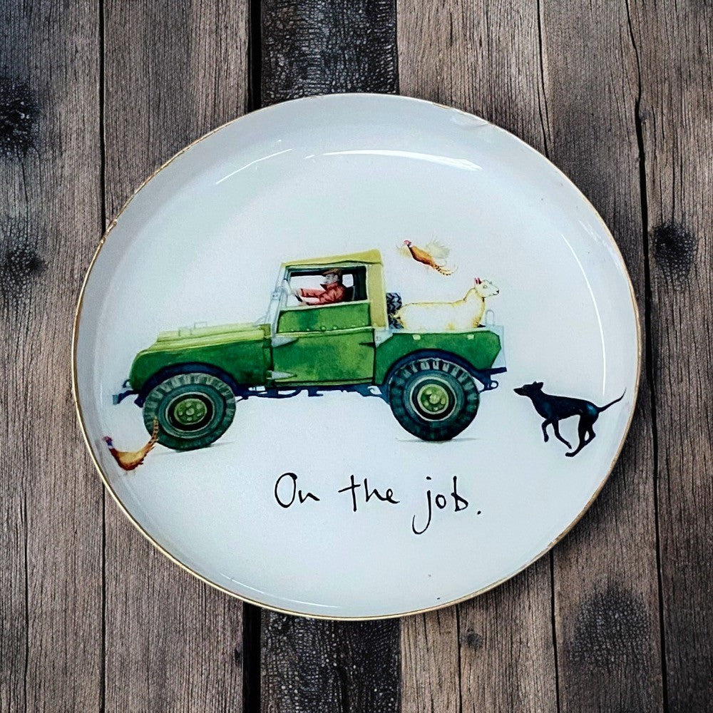 On The Job Round Rustic Metal Dish