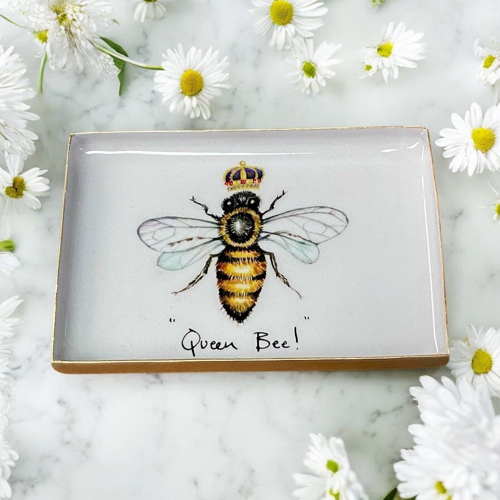 Queen Bee Rectangle Rustic Metal Dish