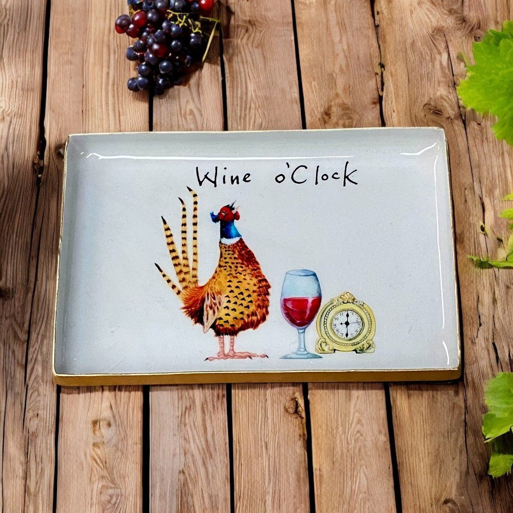 2nd Wine O'clock Rectangle Rustic Metal Dish