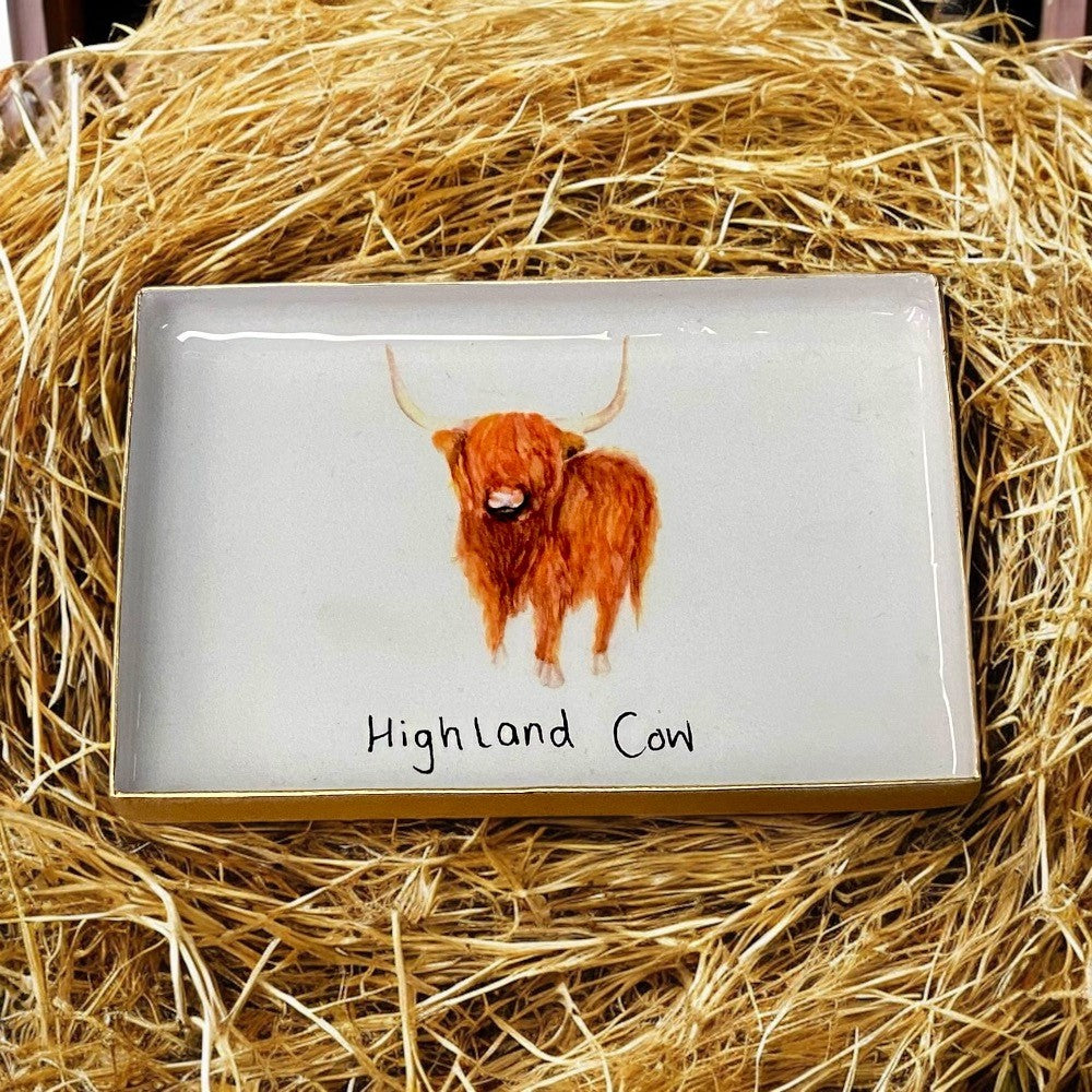 2nd Highland Cow Rectangle Rustic Metal Dish