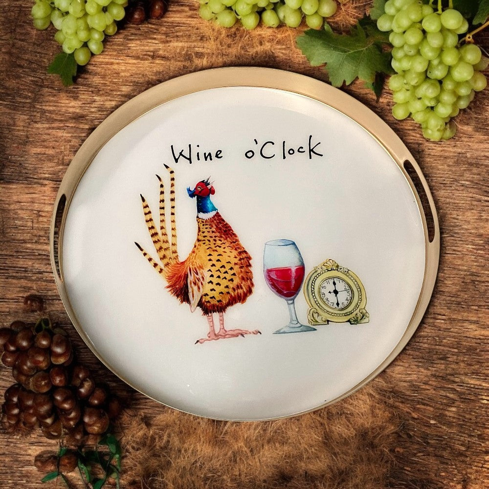 2nd Wine O'clock Vintage Style Drinks Tray