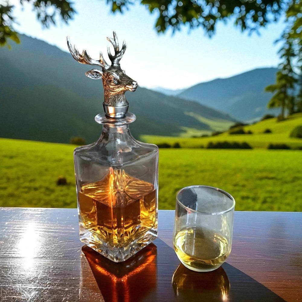Glass Decanter with Stag's Head