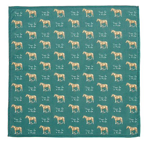 Time for a Ride Horse Handkerchief (Dark Green)