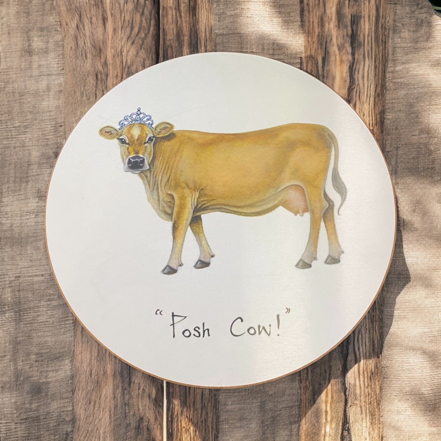 "Posh Cow!" Round Table Mat