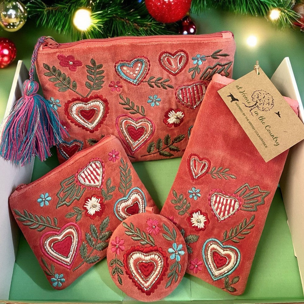 The Pink Hearts & Flowers Cotton Velvet Gift Set