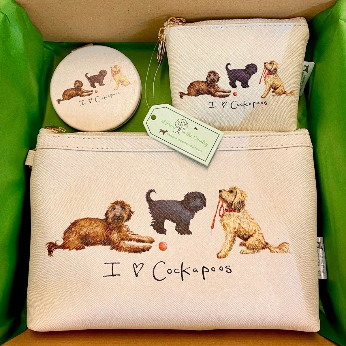 The I Love Cockapoos Make Up Bag, Coin Purse & Compact Set - www