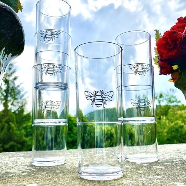 A Set of 6 Stackable Bee 12 oz Highballs