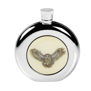 Round Owl Hip Flask