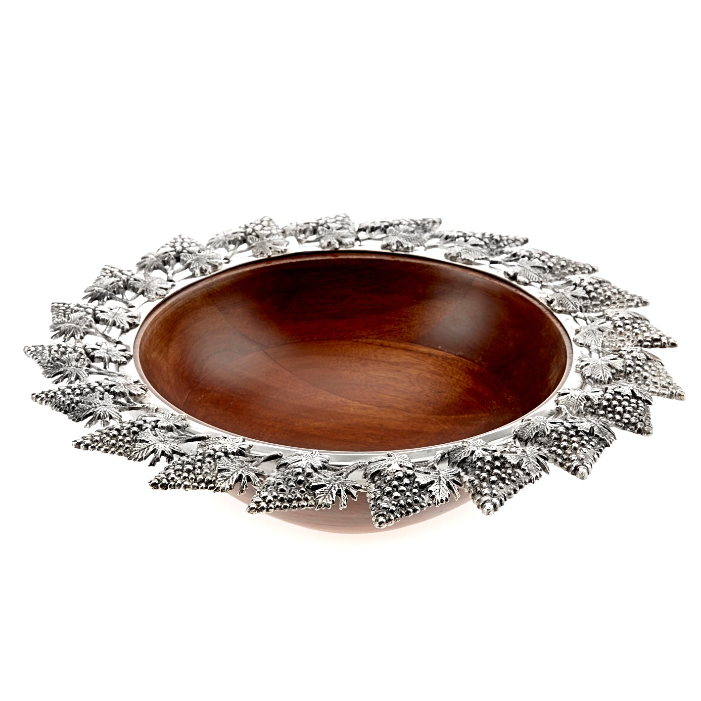 Wooden Bowl with Grape Design