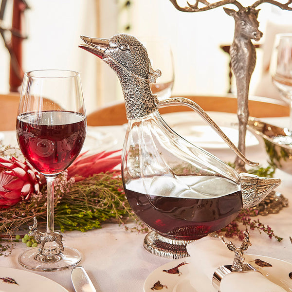 Royal Crystal Rock Duck Glass deals & Silver-plated Wine Decanter Pitcher Italy