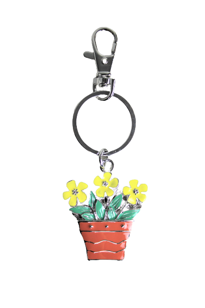 Enamel Flower Pot Keyring