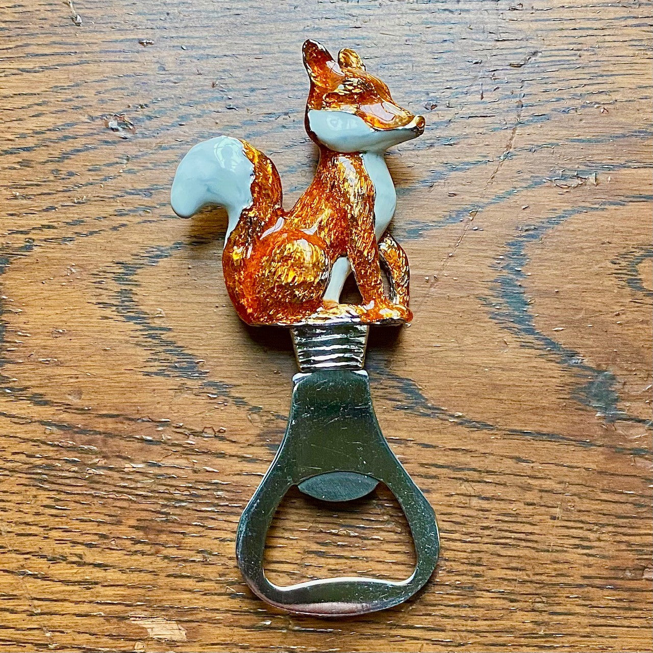 Rich Brown Enamel Foxy Bottle Opener