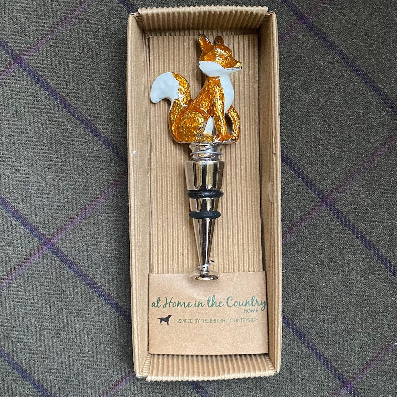 Rich Brown Enamel Foxy Bottle Stopper