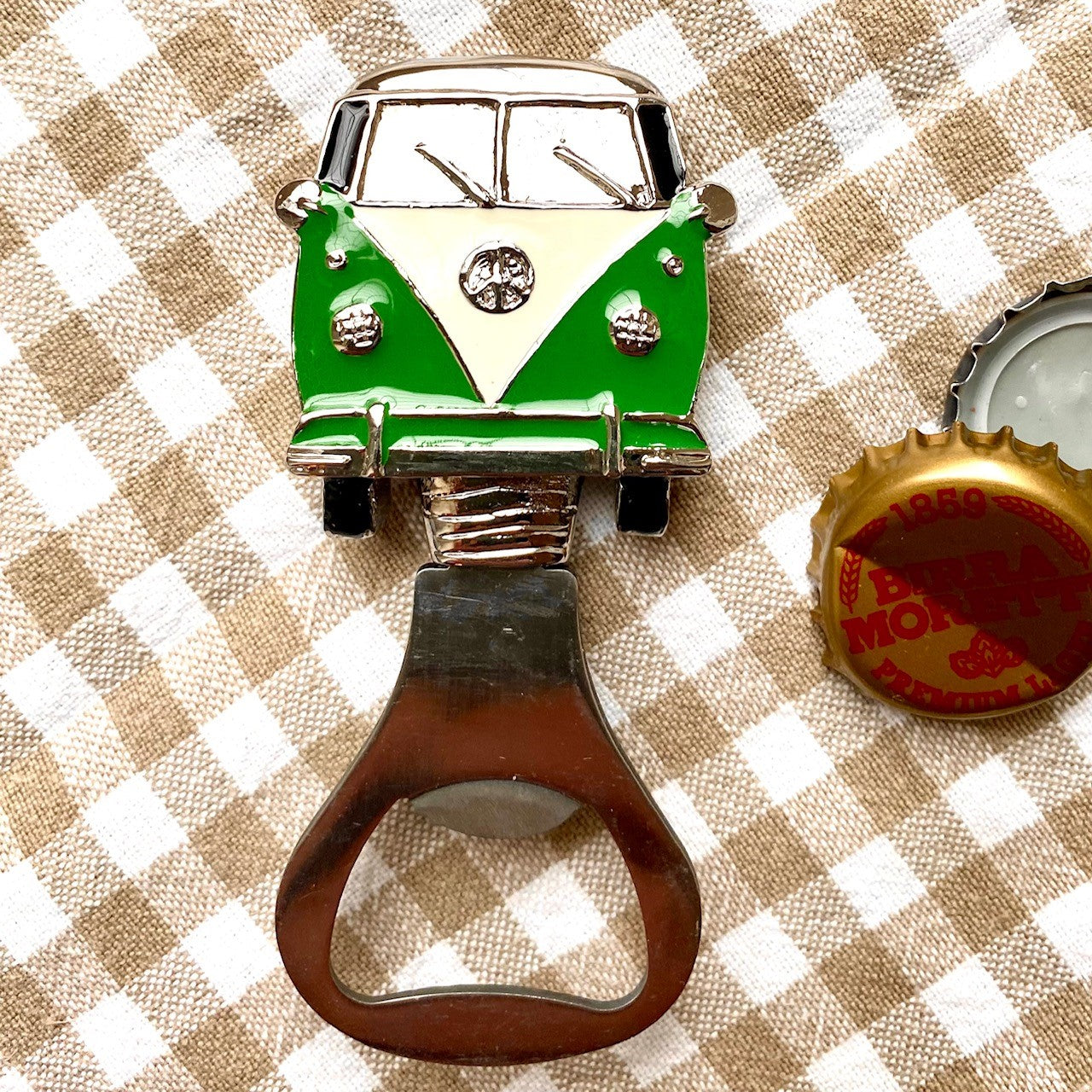 Retro Green Enamel Camper Van Bottle Opener