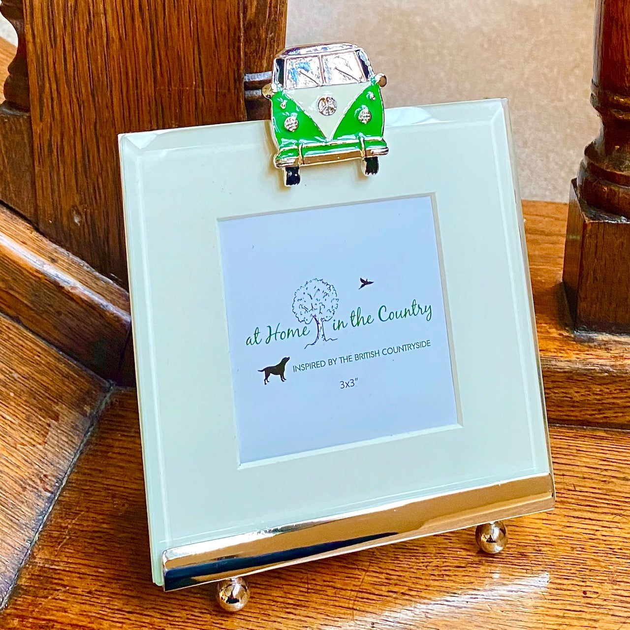 Retro Green Enamel Camper Van Square Frame