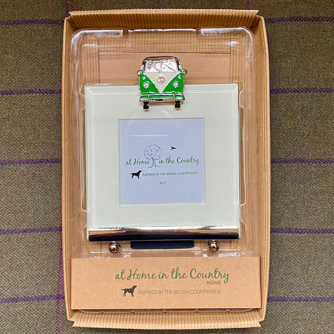 Retro Green Enamel Camper Van Square Frame