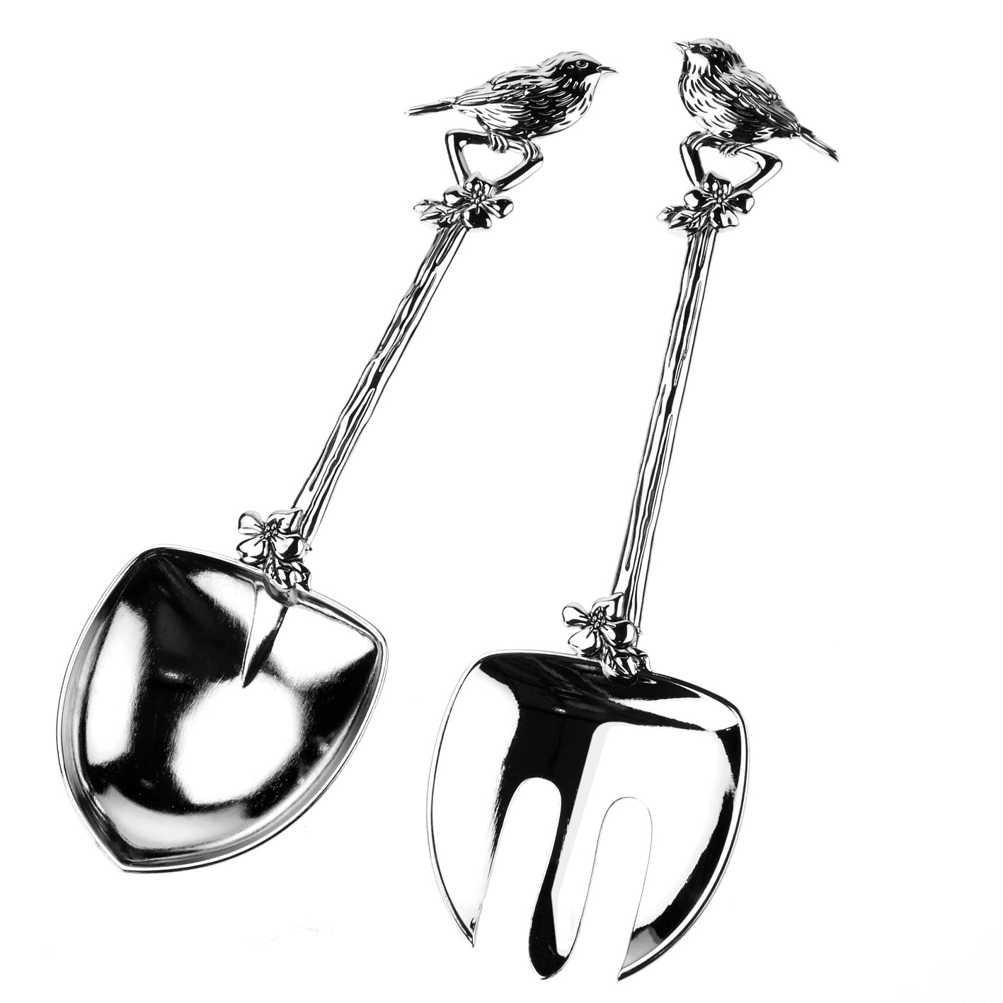 Set of Two Salad Servers with Birds