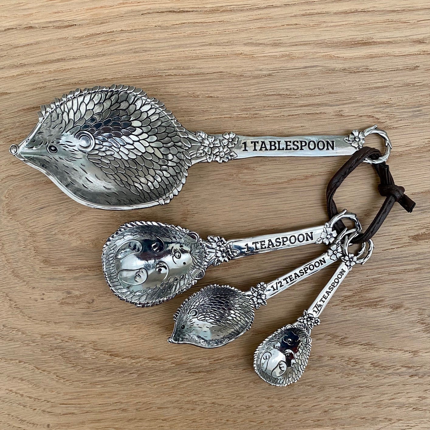 Vintage Ganz Hearts Pewter Metal Decorative Measuring Spoons Set Farm  Country